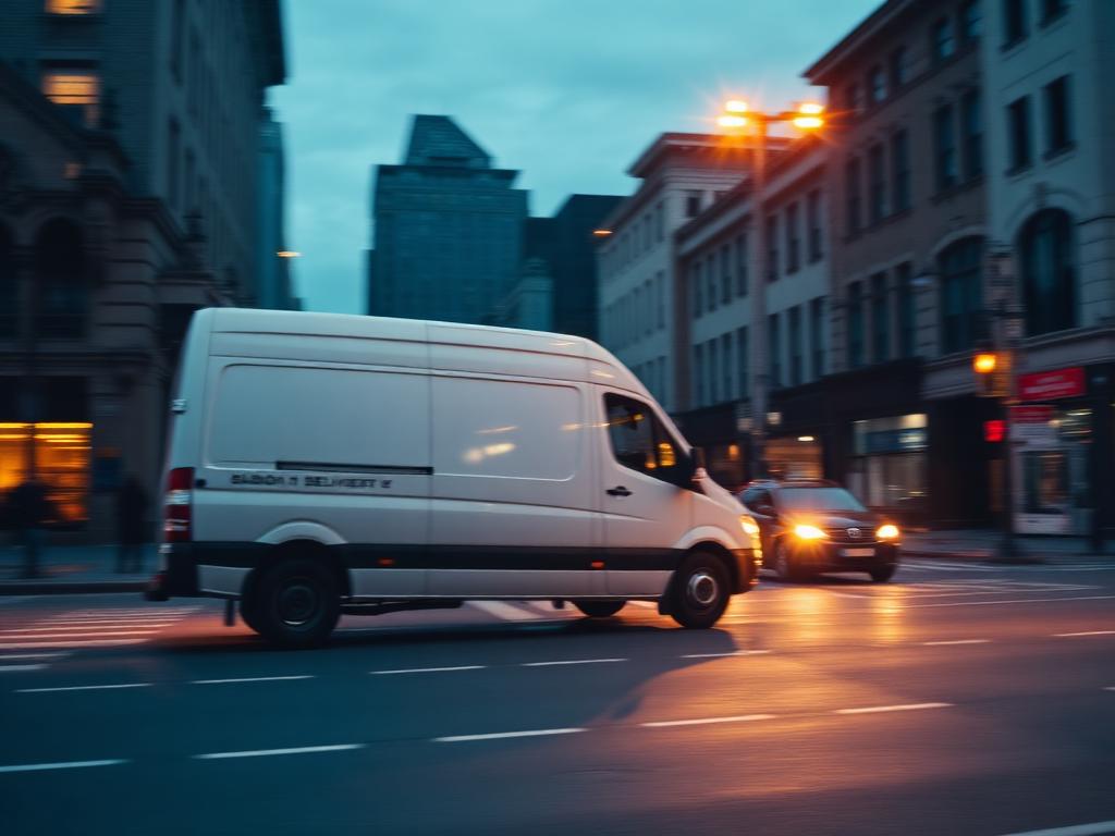 H.E.R.S. sprinter van on a city delivery route